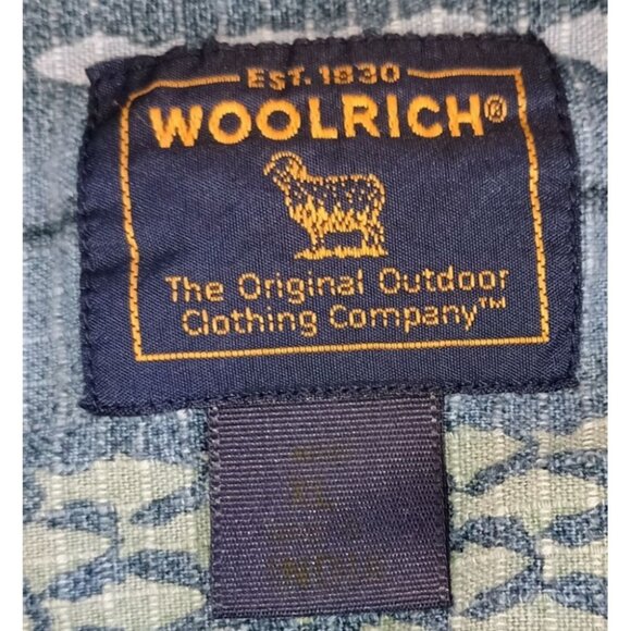 Vintage Woolrich Shirt Mens XL Blue Gold Fishing Fish Button Up Short Sleeve Top - Picture 7 of 8